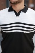 Erkek çizgi Desenli Yakalı Kısa Kollu T-shirt resmi